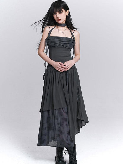 LADYGHOST Ethereal Asymmetrical Spaghetti Strap Women&