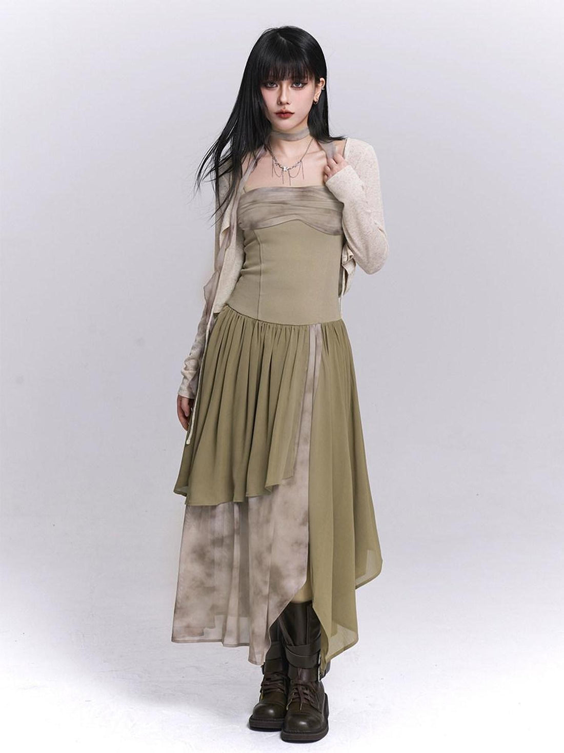 LADYGHOST Ethereal Asymmetrical Spaghetti Strap Women&
