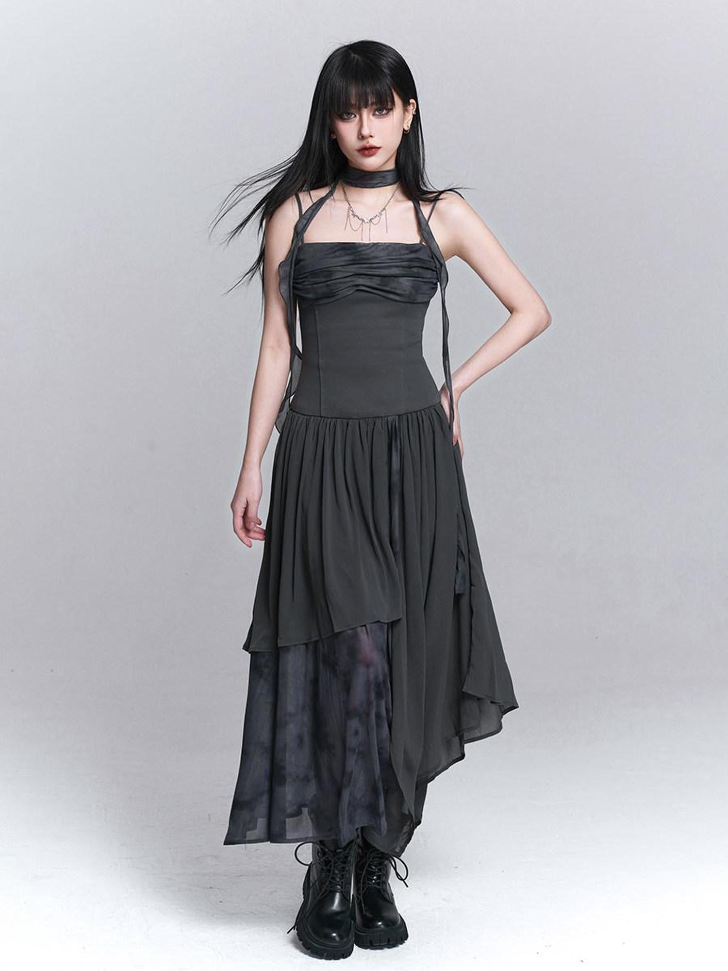 LADYGHOST Ethereal Asymmetrical Spaghetti Strap Women&