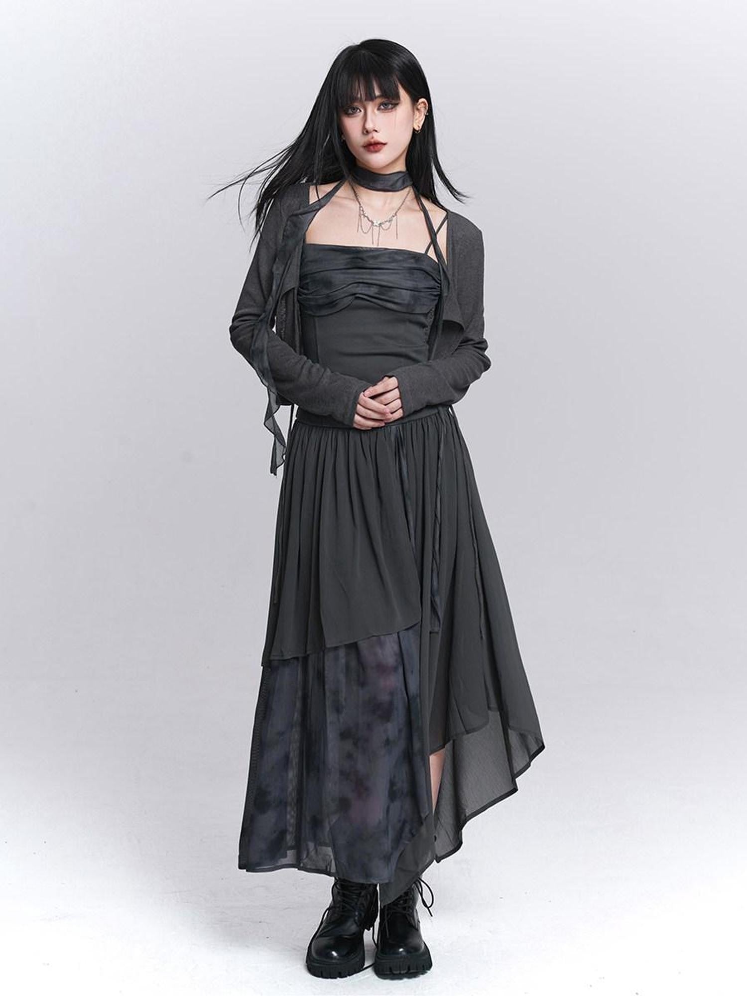 LADYGHOST Ethereal Asymmetrical Spaghetti Strap Women&
