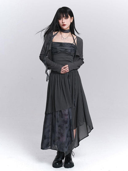 LADYGHOST Ethereal Asymmetrical Spaghetti Strap Women&