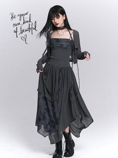 LADYGHOST Ethereal Asymmetrical Spaghetti Strap Women&