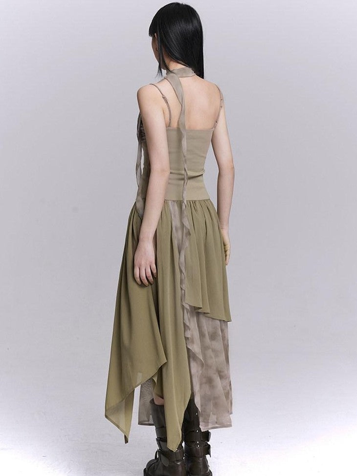 LADYGHOST Ethereal Asymmetrical Spaghetti Strap Women&