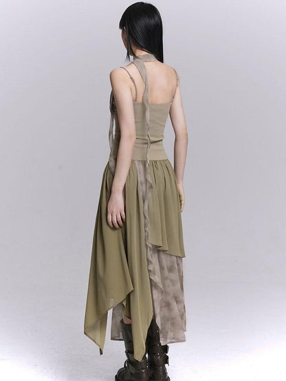 LADYGHOST Ethereal Asymmetrical Spaghetti Strap Women&