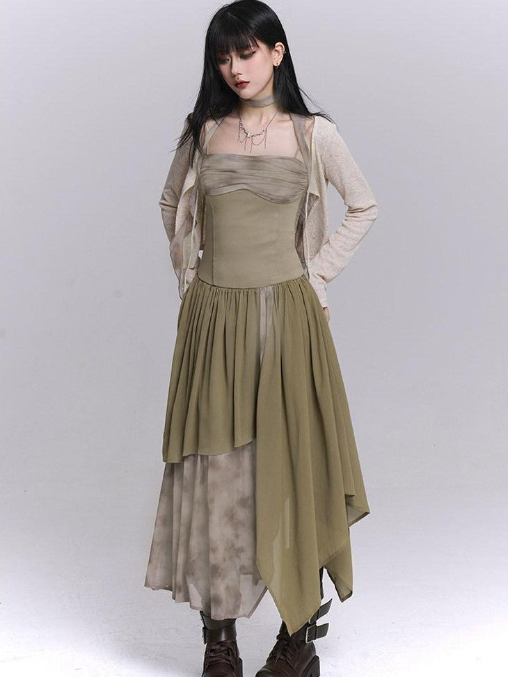 LADYGHOST Ethereal Asymmetrical Spaghetti Strap Women&