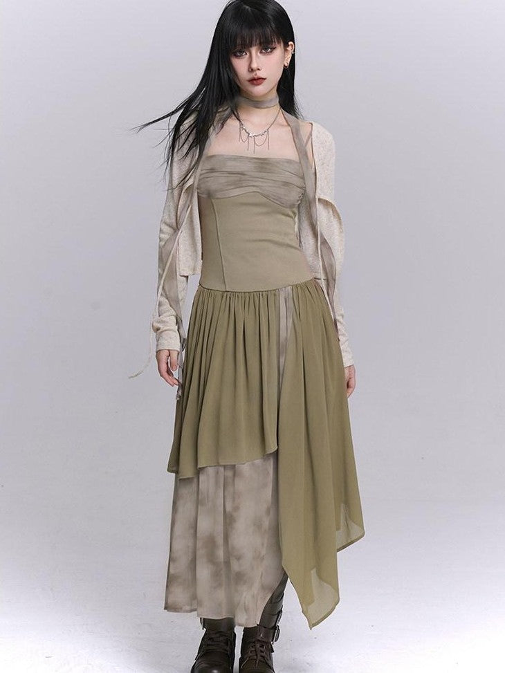 LADYGHOST Ethereal Asymmetrical Spaghetti Strap Women&