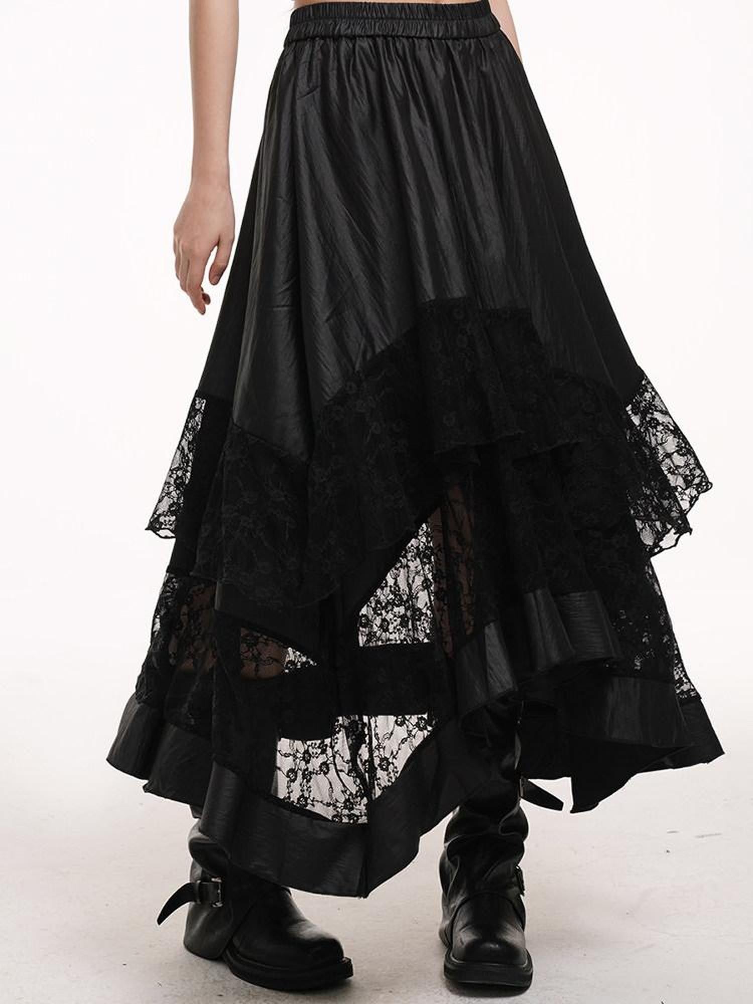 LADYGHOST Ethereal Black Asymmetric Festival Ready Women&