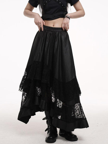 LADYGHOST Ethereal Black Asymmetric Festival Ready Women&