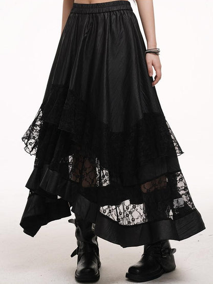 LADYGHOST Ethereal Black Asymmetric Festival Ready Women&