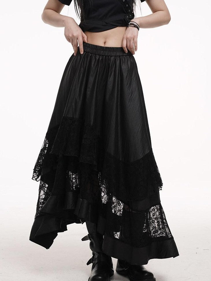 LADYGHOST Ethereal Black Asymmetric Festival Ready Women&