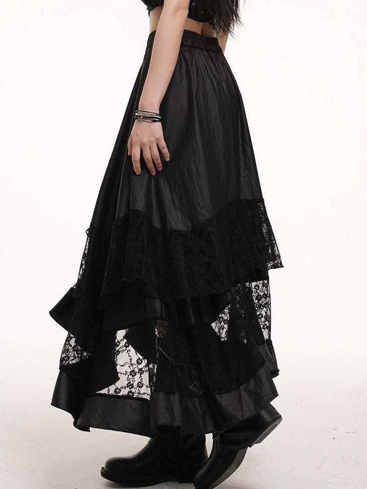 LADYGHOST Ethereal Black Asymmetric Festival Ready Women&