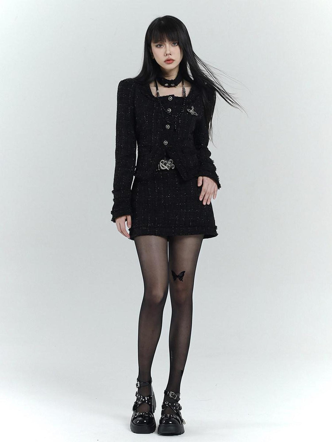 LADYGHOST Ethereal Black Korean Heiress Women&