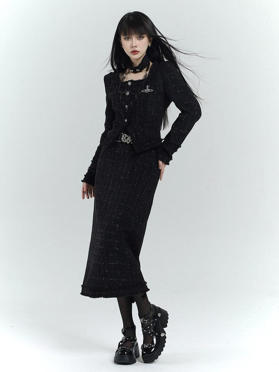LADYGHOST Ethereal Black Korean Heiress Women&
