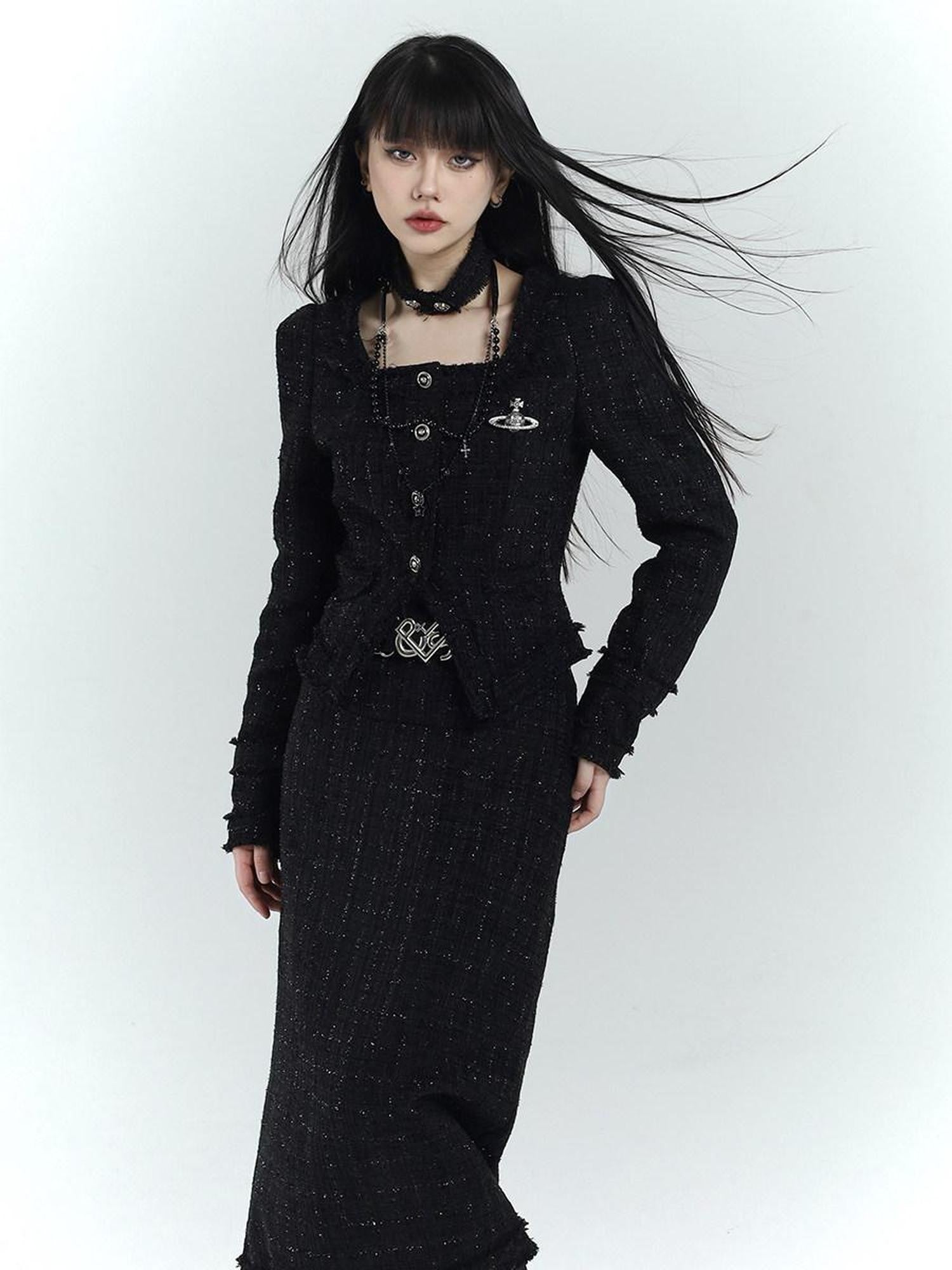 LADYGHOST Ethereal Black Korean Heiress Women&