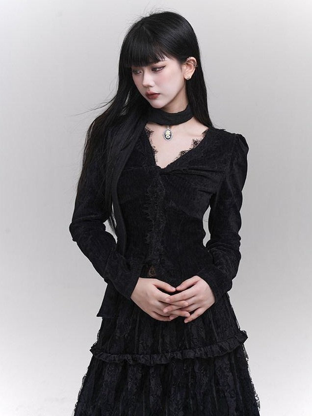LADYGHOST Ethereal Black Midi Skirt Heiress Women&