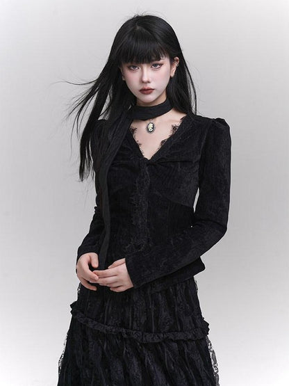 LADYGHOST Ethereal Black Midi Skirt Heiress Women&