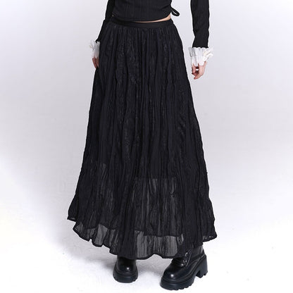 LADYGHOST_Ethereal_Black_Pleated_Lace_Panel_Beach_Women&