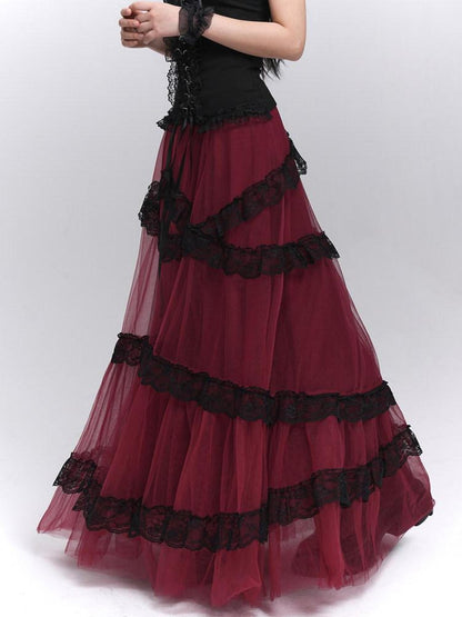 LADYGHOST Ethereal Black Red Layered Formal Women&