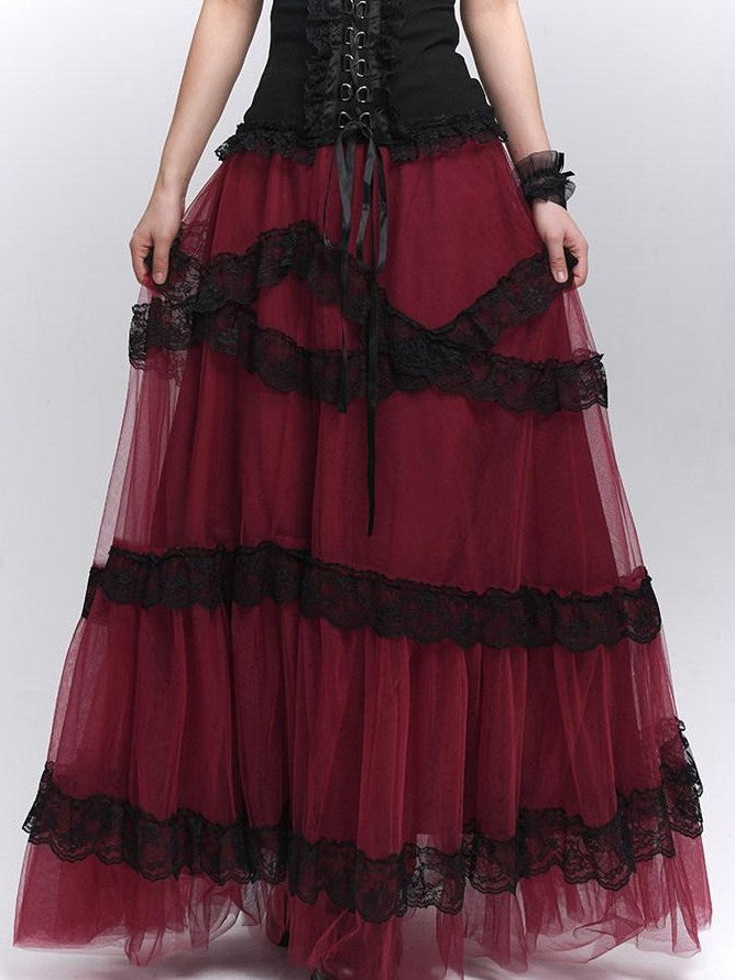 LADYGHOST Ethereal Black Red Layered Formal Women&