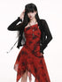 LADYGHOST Ethereal Black Sheer Open Front Cropped Women&