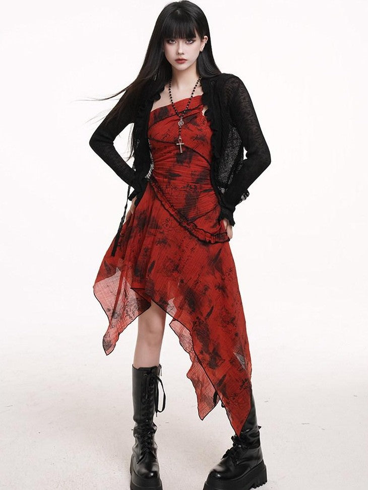 LADYGHOST Ethereal Black Sheer Open Front Cropped Women&