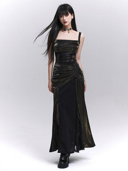 LADYGHOST Ethereal Black Spaghetti Strap Party Concert Women&