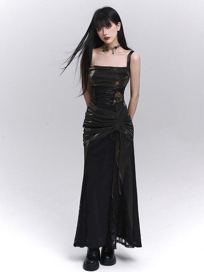LADYGHOST Ethereal Black Spaghetti Strap Party Concert Women&