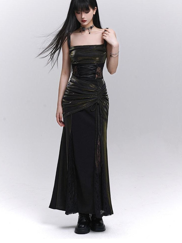 LADYGHOST Ethereal Black Spaghetti Strap Party Concert Women&