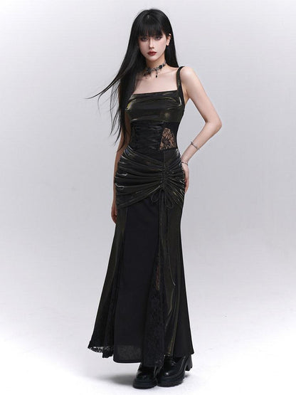 LADYGHOST Ethereal Black Spaghetti Strap Party Concert Women&