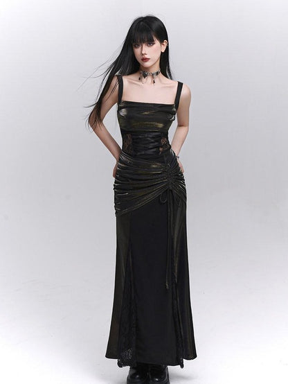 LADYGHOST Ethereal Black Spaghetti Strap Party Concert Women&