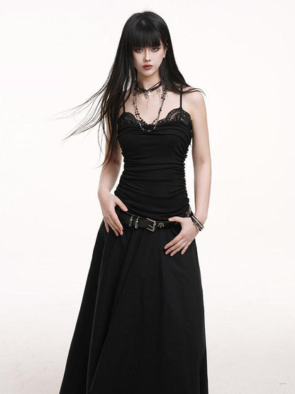 LADYGHOST Ethereal Black Strapless Flowy Slimming Beach Women&