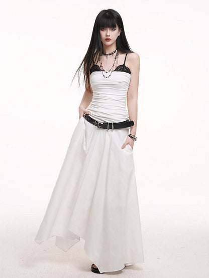 LADYGHOST Ethereal Black Strapless Flowy Slimming Beach Women&