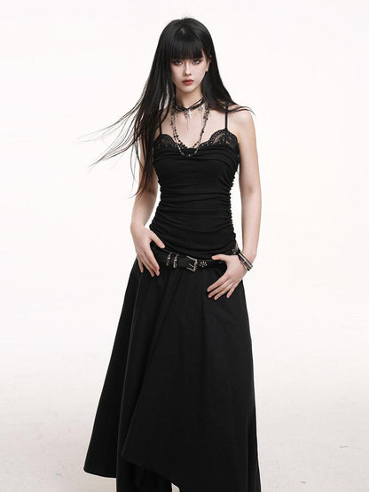 LADYGHOST Ethereal Black Strapless Flowy Slimming Beach Women&