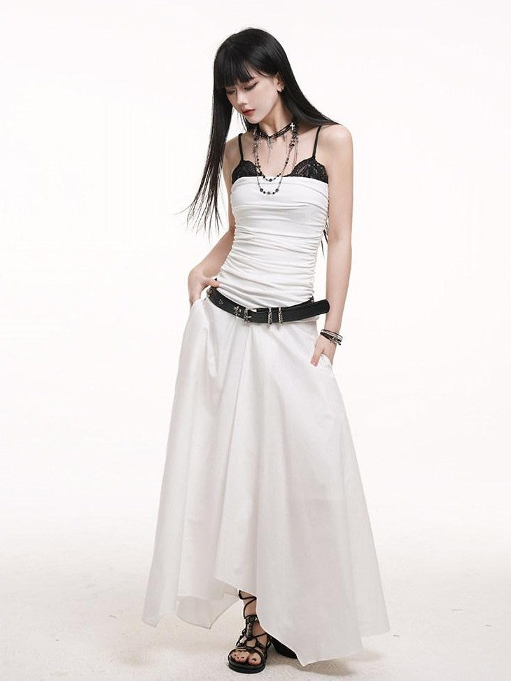 LADYGHOST Ethereal Black Strapless Flowy Slimming Beach Women&