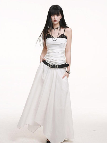 LADYGHOST Ethereal Black Strapless Flowy Slimming Beach Women&