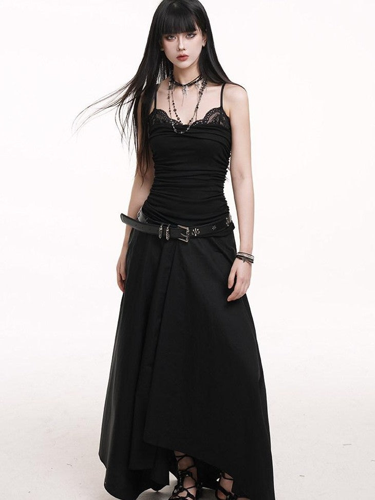 LADYGHOST Ethereal Black Strapless Flowy Slimming Beach Women&