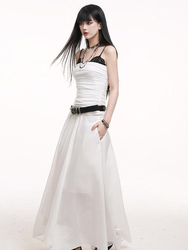 LADYGHOST Ethereal Black Strapless Flowy Slimming Beach Women&