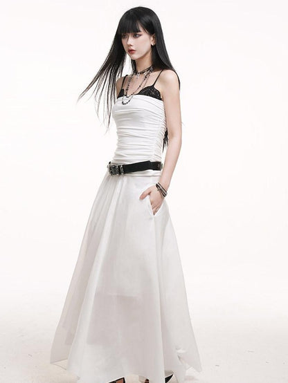 LADYGHOST Ethereal Black Strapless Flowy Slimming Beach Women&