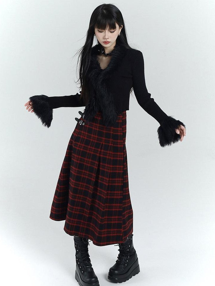 LADYGHOST Ethereal Black Thick Soft Fur Collar Women&