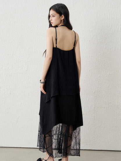 LADYGHOST Ethereal Black V-neck Spaghetti Strap Women&