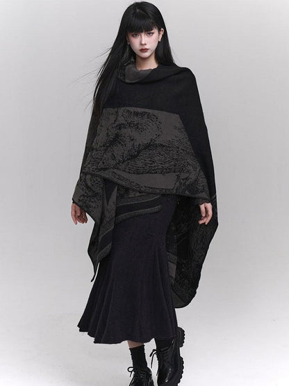 LADYGHOST Ethereal Cape Shawl Korean Aesthetic Sophisticated Women&
