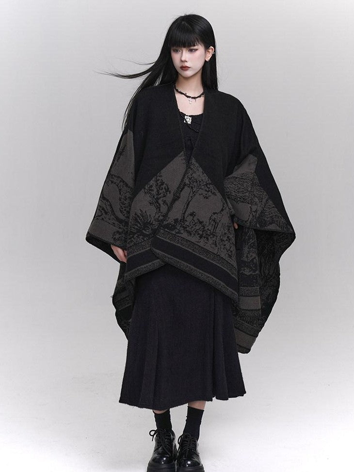 LADYGHOST Ethereal Cape Shawl Korean Aesthetic Sophisticated Women&