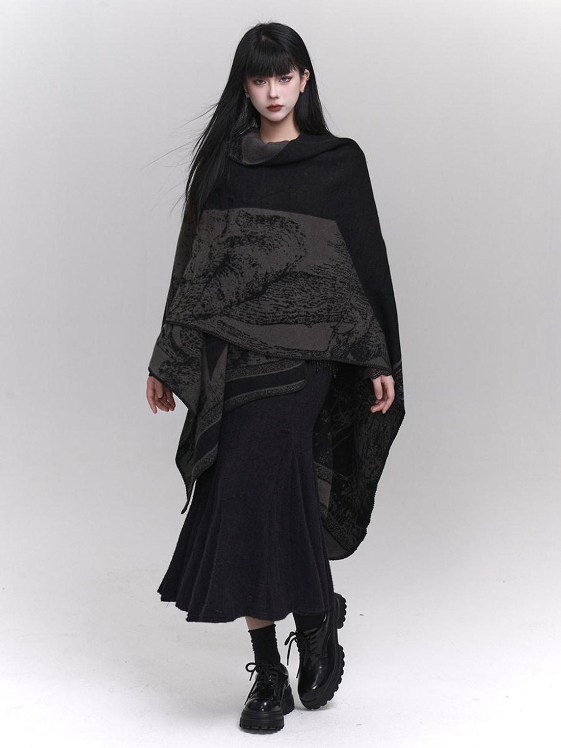 LADYGHOST Ethereal Cape Shawl Korean Aesthetic Sophisticated Women&