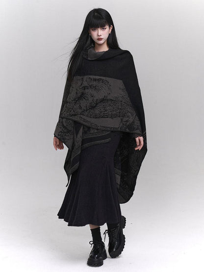 LADYGHOST Ethereal Cape Shawl Korean Aesthetic Sophisticated Women&