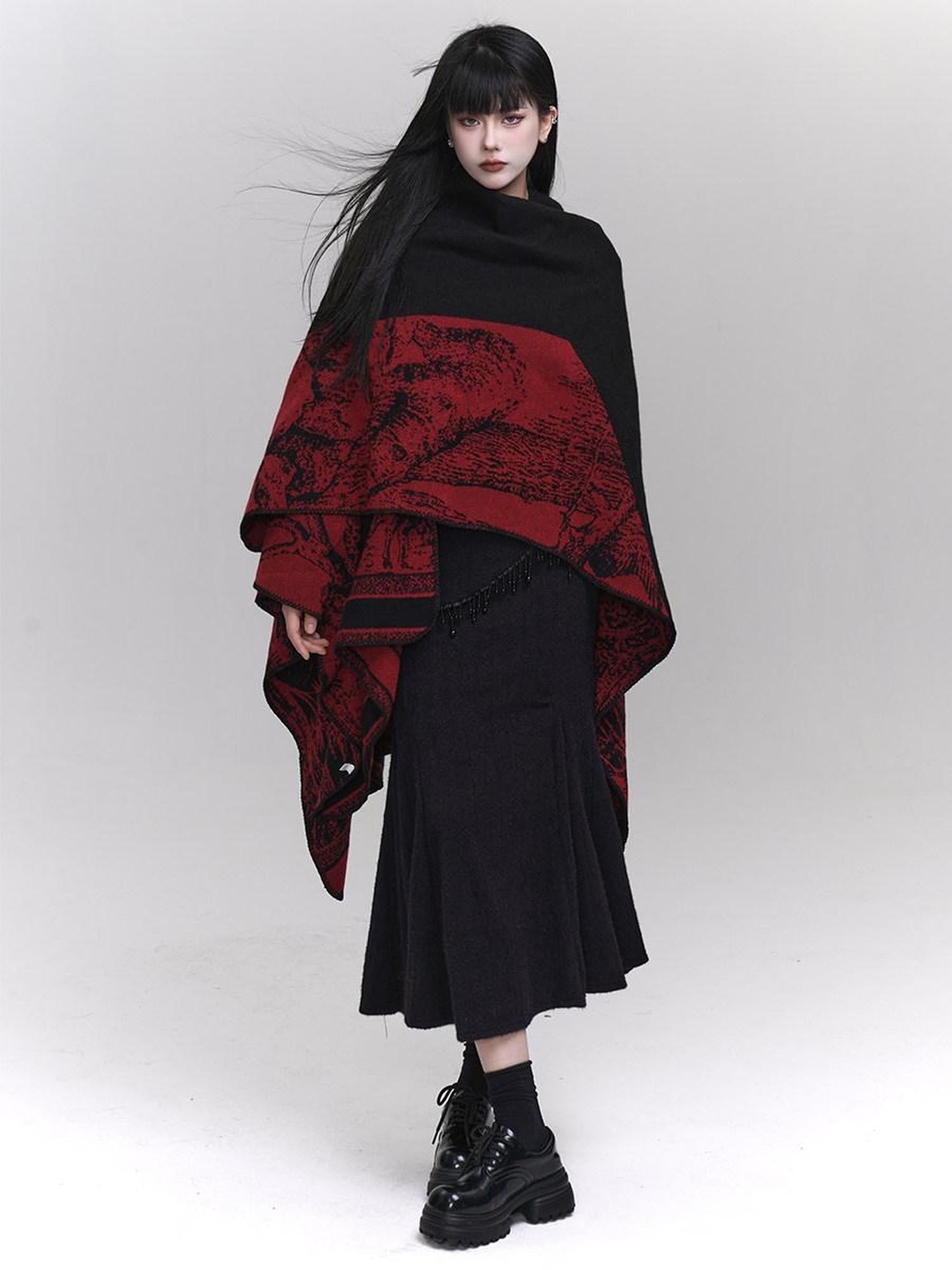 LADYGHOST Ethereal Cape Shawl Korean Aesthetic Sophisticated Women&