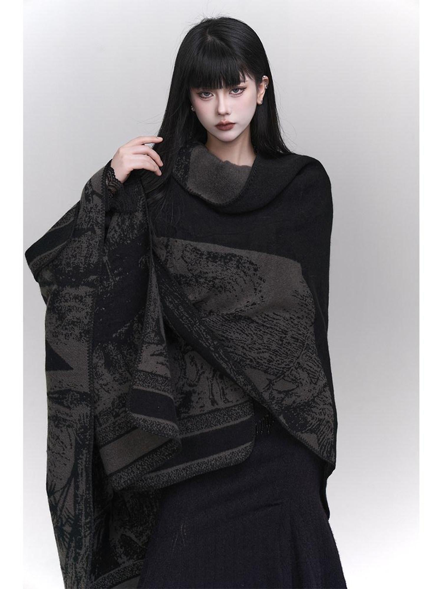 LADYGHOST Ethereal Cape Shawl Korean Aesthetic Sophisticated Women&