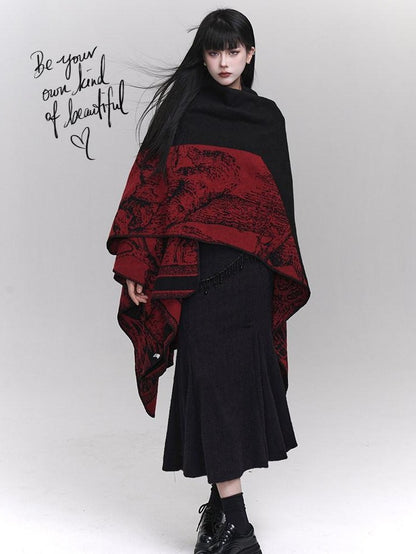 LADYGHOST Ethereal Cape Shawl Korean Aesthetic Sophisticated Women&