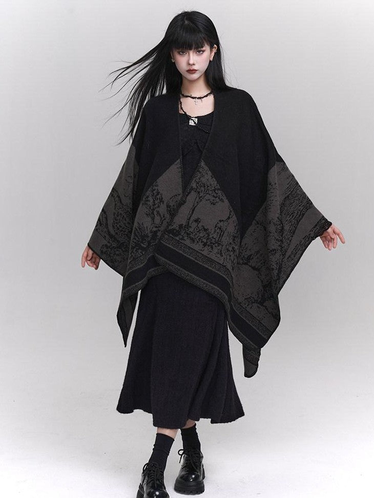 LADYGHOST Ethereal Cape Shawl Korean Aesthetic Sophisticated Women&