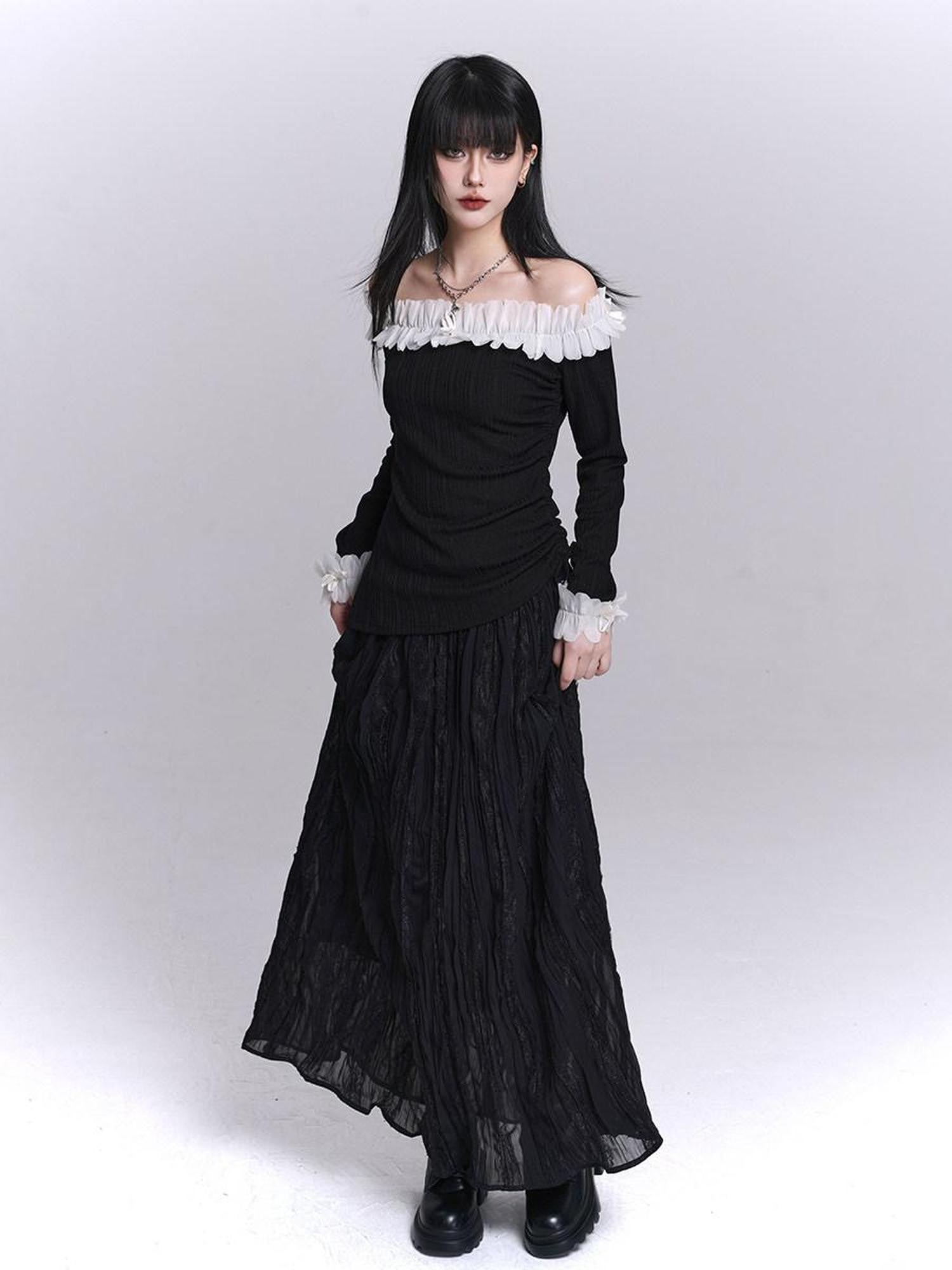 LADYGHOST Ethereal Exposed One Shoulder Korean Women&