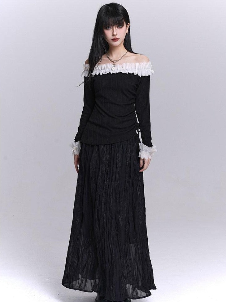 LADYGHOST Ethereal Exposed One Shoulder Korean Women&
